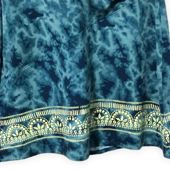 Athleta Womens Nectar Active Faux Wrap Dress Blue Tie Dye Tattooed Ruched XS - Picture 4 of 7